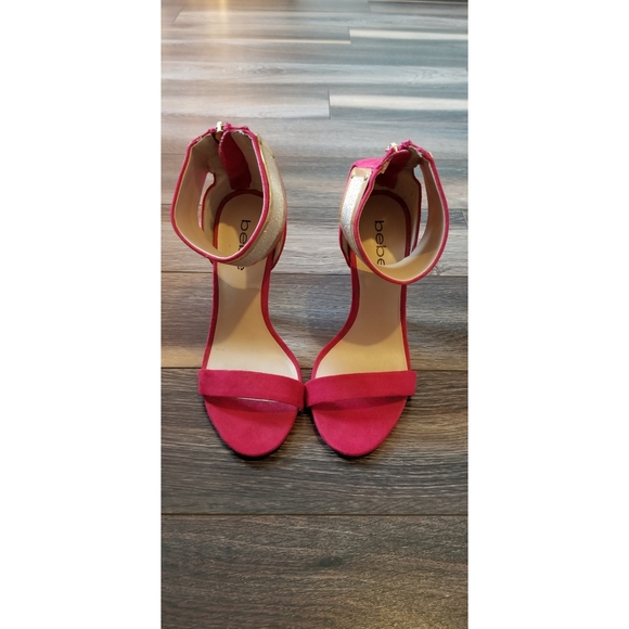 Bebe Magenta and Gold Ankle Cuff Heels - Picture 3 of 4